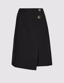 Юбка мини с запахом и отделкой металлическими пуговицами
