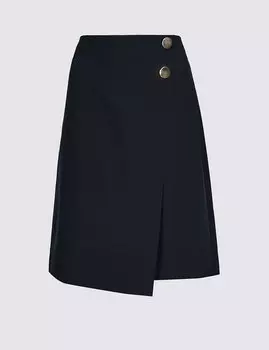 Юбка мини с запахом и отделкой металлическими пуговицами