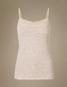 Камисоль на бретелях с кружевом, Supima® хлопок