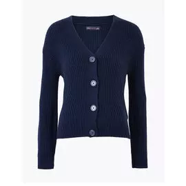 Кардиган на пуговицах из хлопка в рубчик, Marks&amp;Spencer