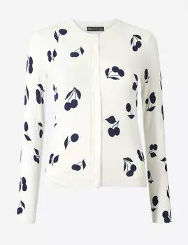Кардиган на пуговицах с принтом Вишни