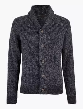 Кардиган с массивным шалевым воротником и добавлением шерсти