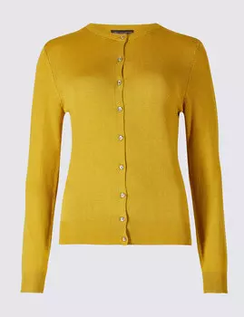 Кардиган с ребристой отделкой на пуговицах