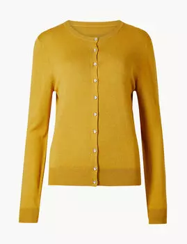 Кардиган с ребристой отделкой на пуговицах