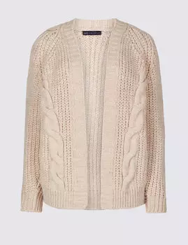 Кардиган с узором в косичку