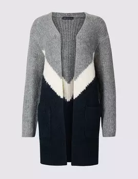 Кардиган удлиненный в стиле колор-блок
