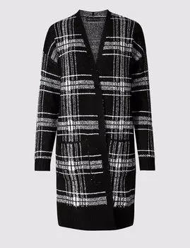 Кардиган удлинённый, в клетку