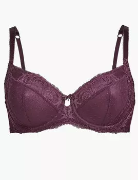Классический бюстгальтер с кружевной отделкой без подкладки