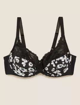 Классический бюстгальтер с кружевной отделкой "дикие цветы" и чашкой A-E