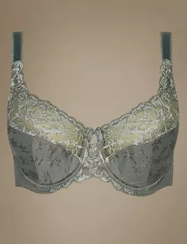 Классический бюстгальтер с мягкой чашкой DD-H с жаккардовым кружевом и цветочным дизайном