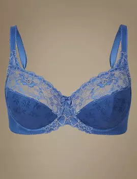 Классический бюстгальтер с жаккардовым цветочным кружевом и мягкой чашкой A-DD