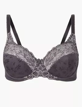 Классический бюстгальтер с жаккардовым цветочным кружевом и мягкой чашкой A-DD