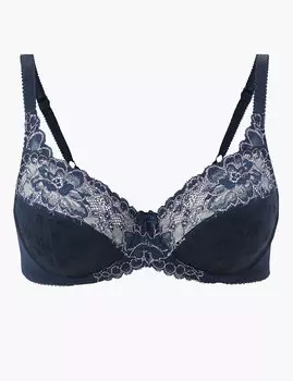 Классический бюстгальтер с жаккардовым цветочным кружевом и мягкой чашкой A-DD