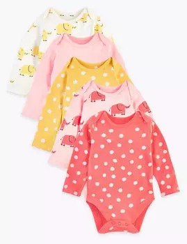 Комплект бодиков для новорожденного с принтом (5 шт.)