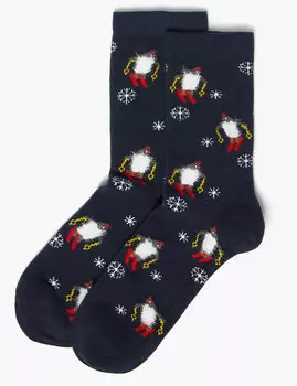 Комплект хлопковых носков "Mini Me Me" с пингвинами (2 пары)