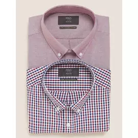 Комплект хлопковых рубашек Oxford стандартного кроя (2 шт), Marks&amp;Spencer