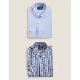 Комплект хлопковых рубашек Oxford стандартного кроя (2 шт), Marks&amp;Spencer