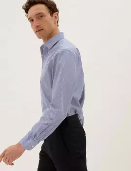 Комплект хлопковых рубашек стандартного кроя в полоску