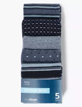 Комплект из 5 хлопковых носков Cool &amp; Fresh™ в ассортименте цветов