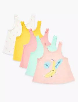 Комплект маек с рюшами и принтом "банан" (5 шт.)