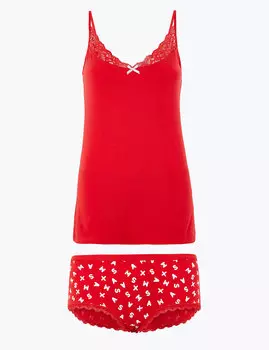 Комплект нижнего белья: майка на бретелях и трусы с принтом рождественские буквы