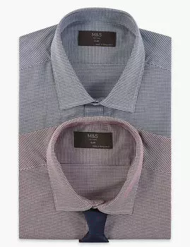 Комплект облегающих хлопковых рубашек с галстуком (2 шт)