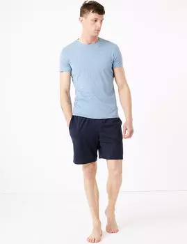 Комплект однотонных пижамных шорт из 100% хлопка (2 пары)