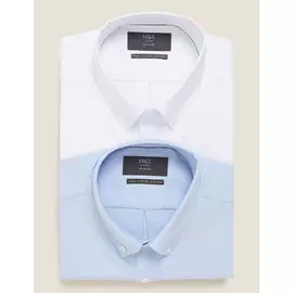 Комплект рубашек стандартного кроя из чистого хлопка (2 шт), Marks&amp;Spencer
