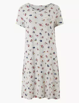 Короткая ночная рубашка с цветочным принтом