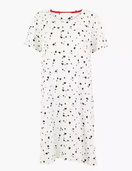 Короткая ночная рубашка с принтом "сердце"