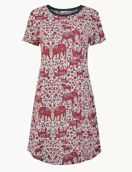 Короткая ночная рубашка с принтом Слоны