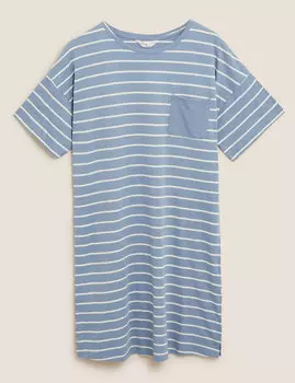 Короткая ночная рубашка в полоску из хлопка