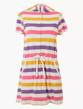Короткий халат на молнии в полоску