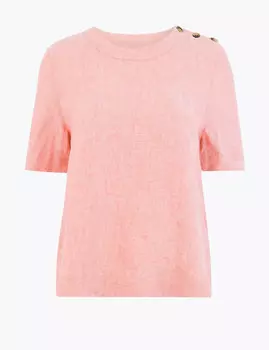 Льняная блузка с тремя пуговицами