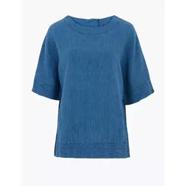 Льняная блузка свободного кроя с коротким рукавом, Marks&amp;Spencer