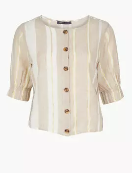 Льняная блузка в полоску