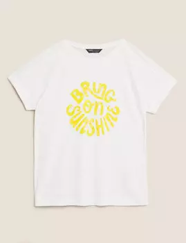 Льняная футболка с надписью Bring On Sunshine