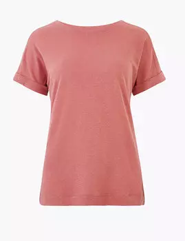 Льняная футболка с округлым вырезом