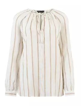 Льняная полосатая блузка с длинным рукавом