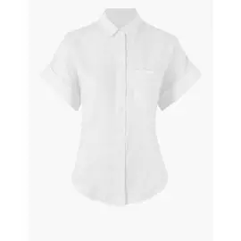 Льняная рубашка удлиненного кроя с коротким рукавом, Marks&amp;Spencer