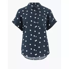 Льняная рубашка в горошек с коротким рукавом, Marks&amp;Spencer