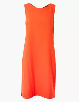 Льняное платье-шифт с круглым вырезом