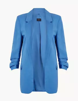 Льняной блейзер без застежек с рукавом 3/4