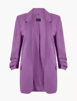 Льняной блейзер без застежек с рукавом 3/4