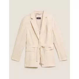 Льняной пиджак свободного кроя с поясом, Marks&amp;Spencer