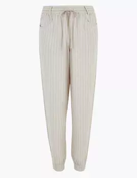 Льняные брюки зауженного кроя в полоску