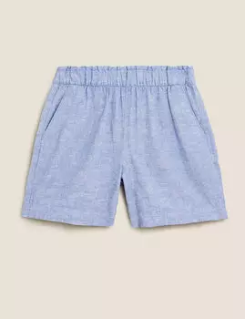 Льняные шорты средней посадки