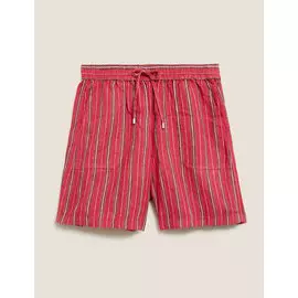 Льняные шорты в полоску с высокой талией, Marks&amp;Spencer