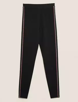 Леггинсы из джерси с полосками сбоку и высокой талией