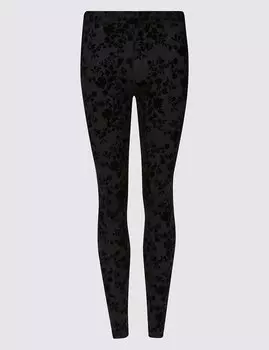 Леггинсы с высокой посадки с цветочным принтом